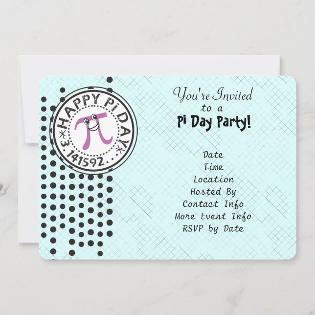 Customize - Cute Polka Dot Happy Pi Day Party Invitation (Front)