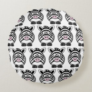 Customize Cute Zebra Round Pillow