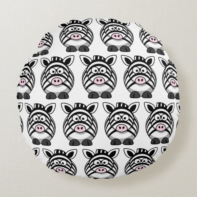 Customize Cute Zebra Round Pillow (Front)
