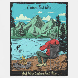 Customize Dad's Gone Fishing And Camping Again Fun Fleece Blanket