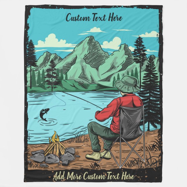 Customize Dad's Gone Fishing And Camping Again Fun Fleece Blanket (Front)