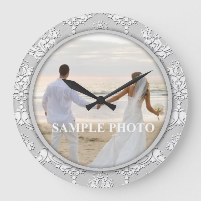 Customize Damask Your Photo Clock (Front)