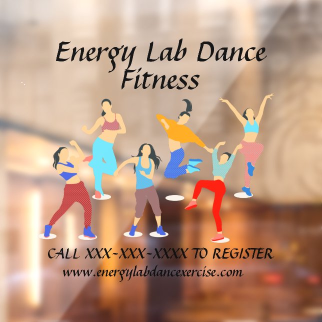 Customize Dance Exercise Fitness Class Front  Window Cling (Sheet 2)