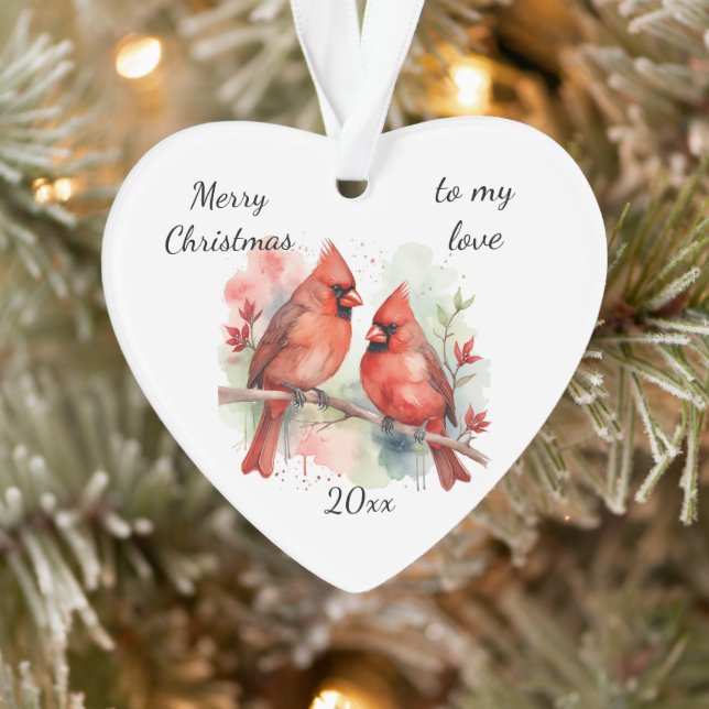 Customize Dated Cardinal to my Love Ornament (Tree)
