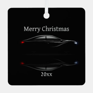 Customize Dated Christmas Sports Car Automobile  Metal Ornament