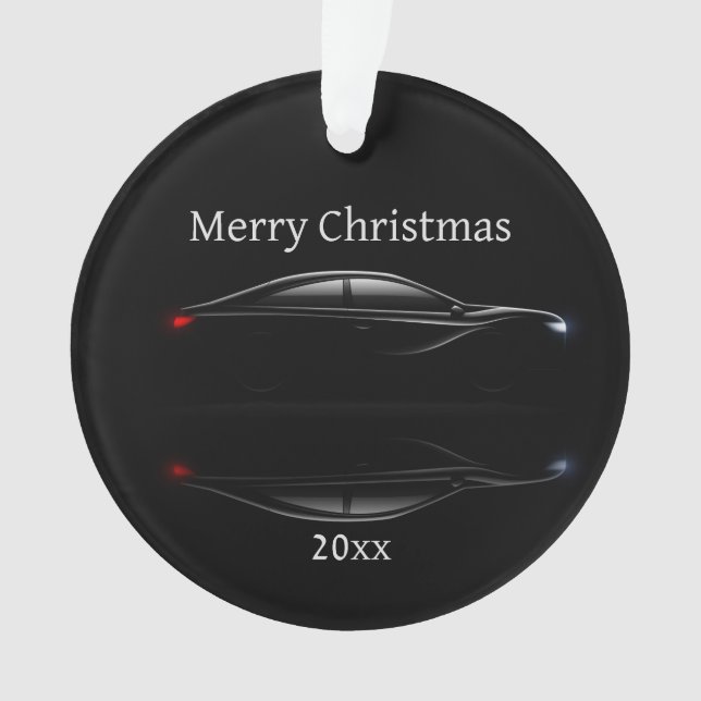 Customize Dated Christmas Sports Car Automobile   Ornament (Front)