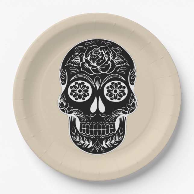 Customize Day of the dead skull Party Plate (Front)