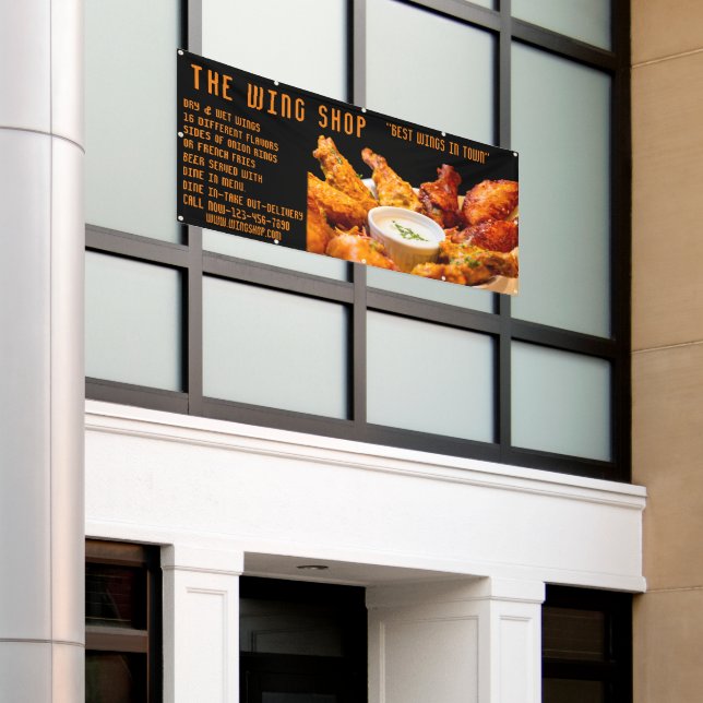 Customize Delicious Chicken Wings Restaurant Large Banner (Outside Building)