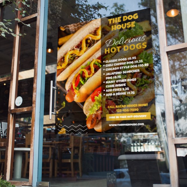 Customize Delicious Hotdogs Restaurant Front Large Poster (Creator Uploaded)