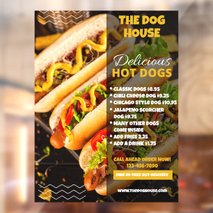 Customize Delicious Hotdogs Restaurant Front Large Window Cling
