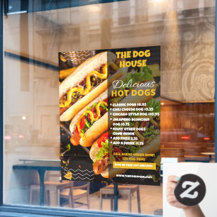 Customize Delicious Hotdogs Restaurant Front Large Window Cling