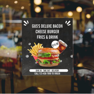 Customize Deluxe Burger Fries Drink Restaurant Med Poster