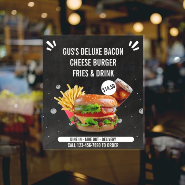 Customize Deluxe Burger Fries Drink Restaurant Med Poster (Creator Uploaded)