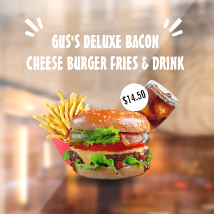 Customize Deluxe Burger Fries Drink Restaurant Sm Window Cling