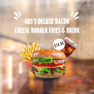 Customize Deluxe Burger Fries Drink Restaurant Window Cling