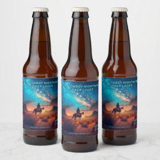 Customize Desert Cowboy Night Watch Detailed  Beer Bottle Label