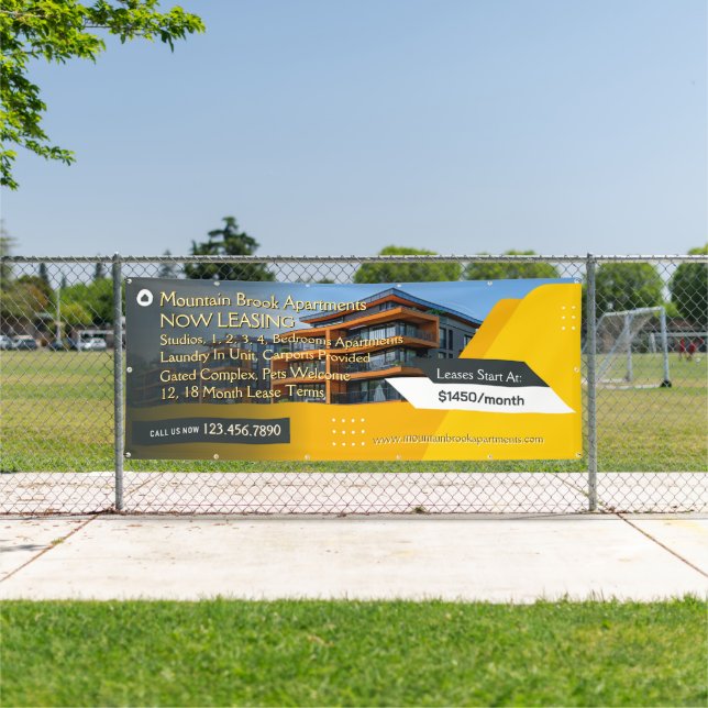 Customize Detailed Apartment Complex Now Leasing  Banner (Insitu)