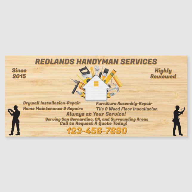 Customize Detailed Handyman Business Advert Magnet (Front)