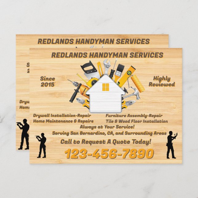 Customize Detailed Handyman Business Advert Postcard (Front/Back)
