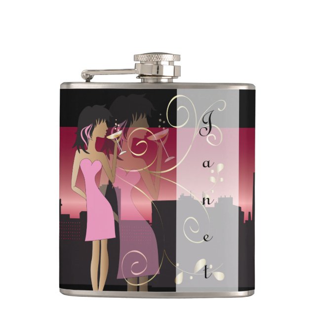 Customize Diva Girls Night Out Hip Flask (Front)