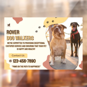 Customize Dog Walking Business Promo Window Cling