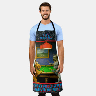 Customize Dogs Playing Snooker Billiard Fun Spoof  Apron