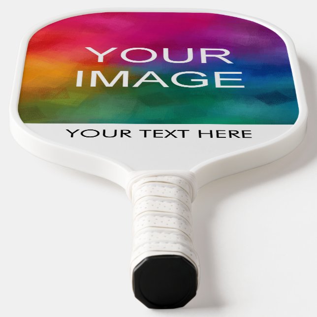 Customize Double Sided Add Your Photo Here Modern Pickleball Paddle (Laydown)