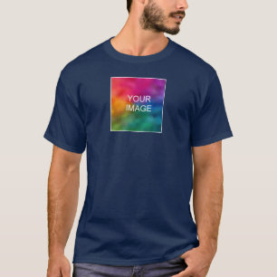 Customize Double Sided Navy Blue Add Image Men's T-Shirt