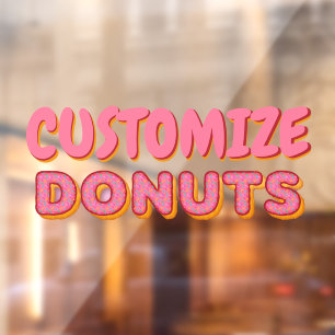 Customize Doughnut Shop Business Front Window Cling