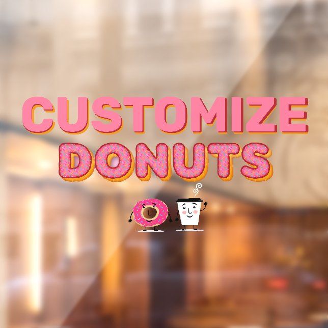 Customize Doughnut Shop Sprinkle Doughnut and Coff Window Cling (Sheet 2)