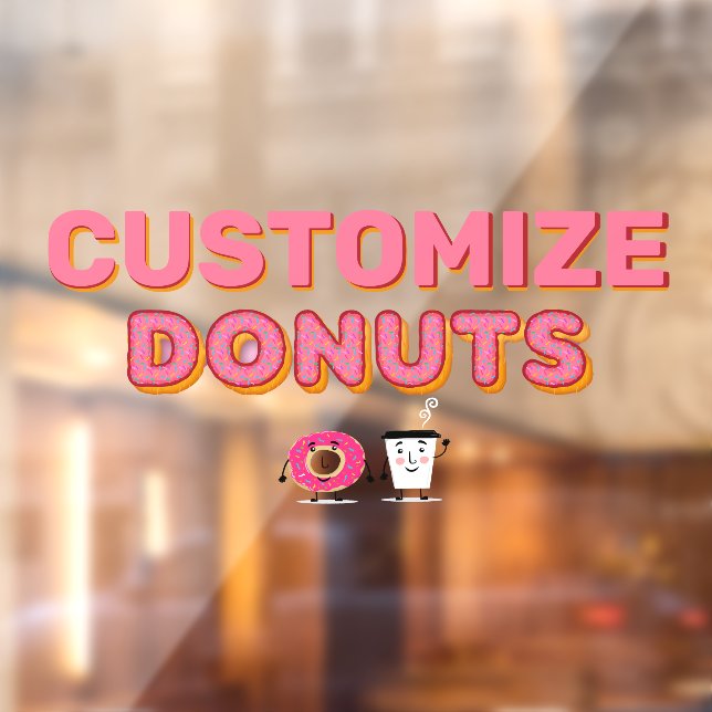 Customize Doughnut Shop Sprinkle Doughnut and Coff Window Cling (Sheet 2)