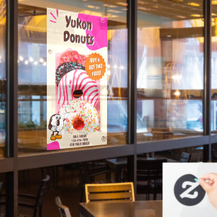 Customize Doughnuts Beige Pink Promotion Window Cling