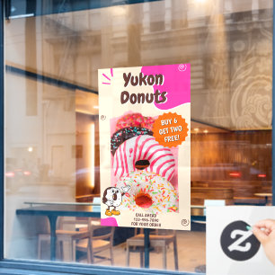 Customize Doughnuts Beige Pink Promotion Window Cling