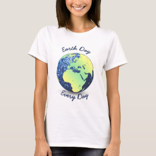 Customize Earth Day Every Day blue sparkles Globe T-Shirt