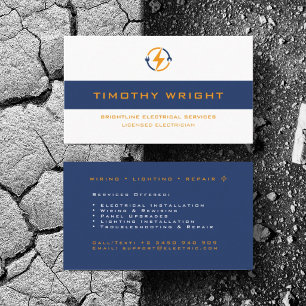 Customize Electrician Powers Wire Repair Services  Business Card