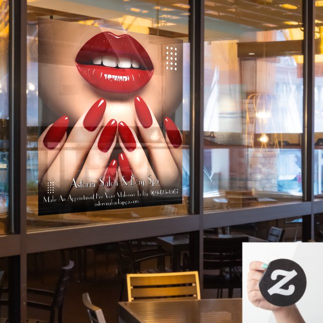 Customize Elegant Nails Day Spa Makeup Salon Window Cling (Restaurant Window)