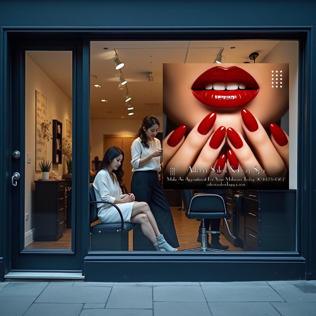 Customize Elegant Nails Day Spa Makeup Salon Window Cling (Creator Uploaded)