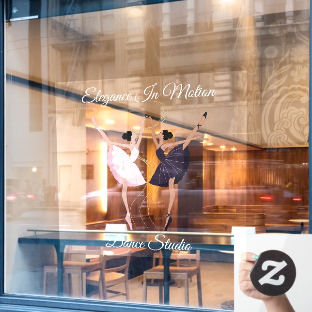Customize Elegant Pair of Dancing Ballerinas Studi Window Cling (Cafe Window)