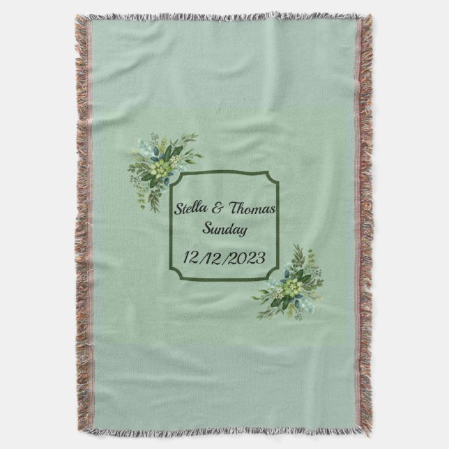 Customize Emerald Wedding Throw Blanket (Front Vertical)
