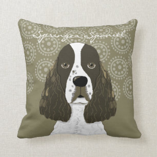 Customize English Springer Spaniel in Brown White Throw Pillow