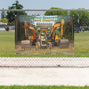 Customize Excavator Site Preparation Promo Fence Banner