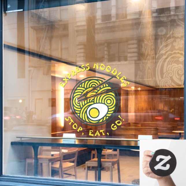 Customize Express Ramen Noodles Restaurant Medium Window Cling (Cafe Window)
