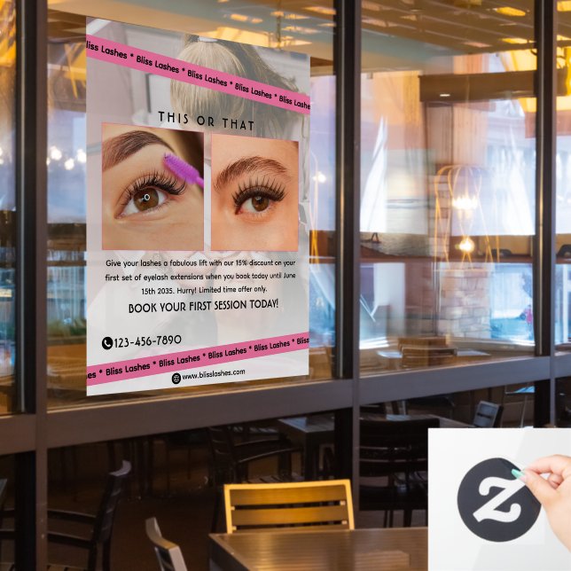 Customize  Eyelash Extensions Beauty Studio Promo Window Cling (Restaurant Window)