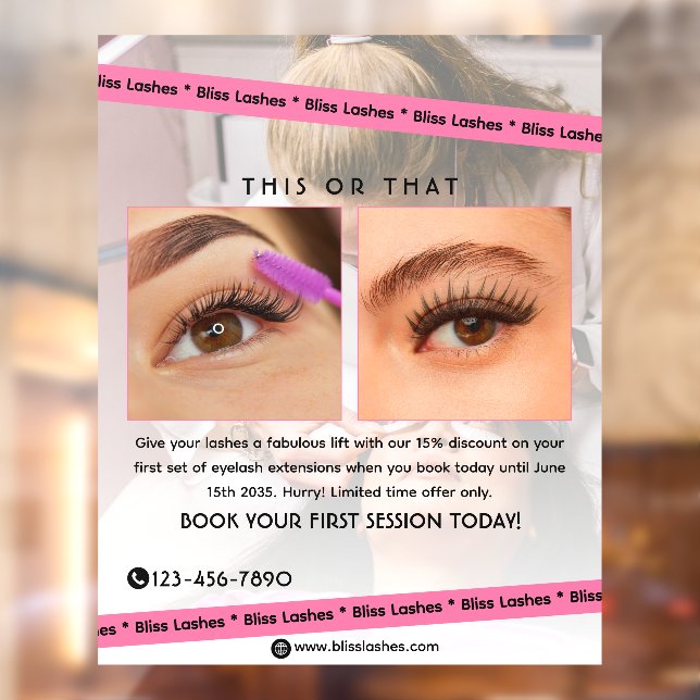 Customize  Eyelash Extensions Beauty Studio Promo Window Cling (Sheet 2)