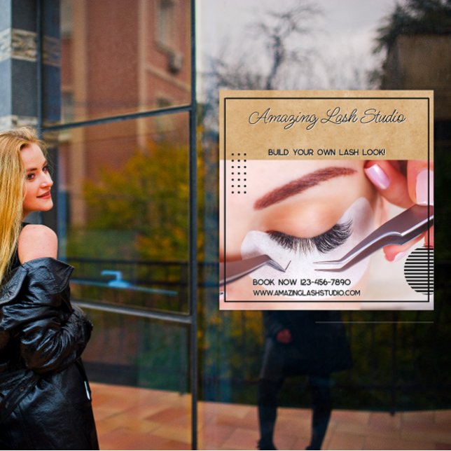Customize Eyelash Studio Business Large  Window Cling (Creator Uploaded)