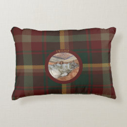 Customize Family Cat Maple Leaf Tartan Bed Accent Pillow