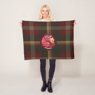 Customize Family Dog Pet Maple Leaf Tartan Dog Fleece Blanket