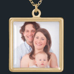 Customize family photo gold plated necklace<br><div class="desc">Customize family photo. Easily personalize by replacing the template photo with a memorable photo of your own family.</div>