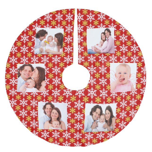 Customize family photos brushed polyester tree skirt (Front)
