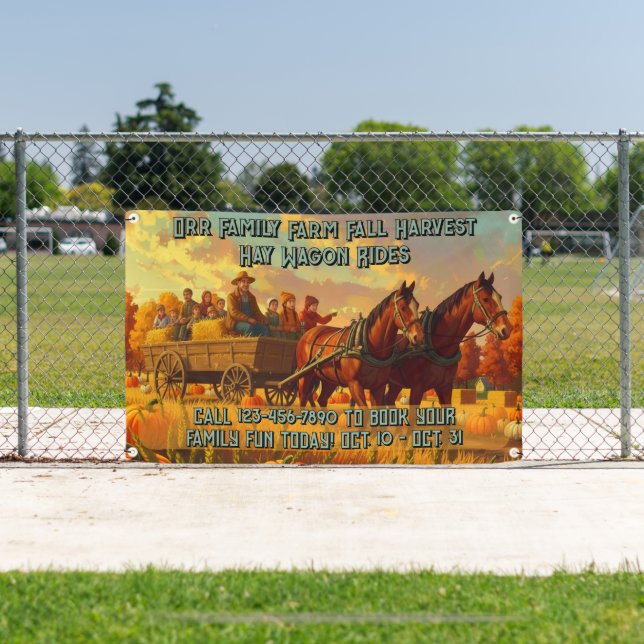 Customize Farm Fall Harvest Horse Drawn Wagon Ride Banner (Insitu)